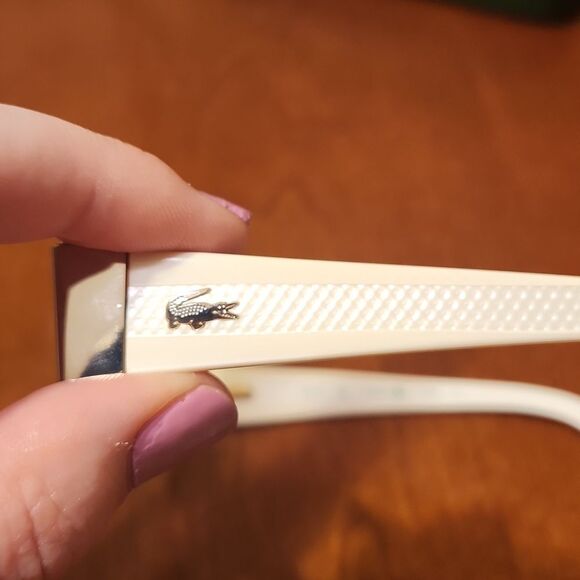 Lacoste Glasses w/ White Frames & Green Glasses Case - Picture 4 of 8